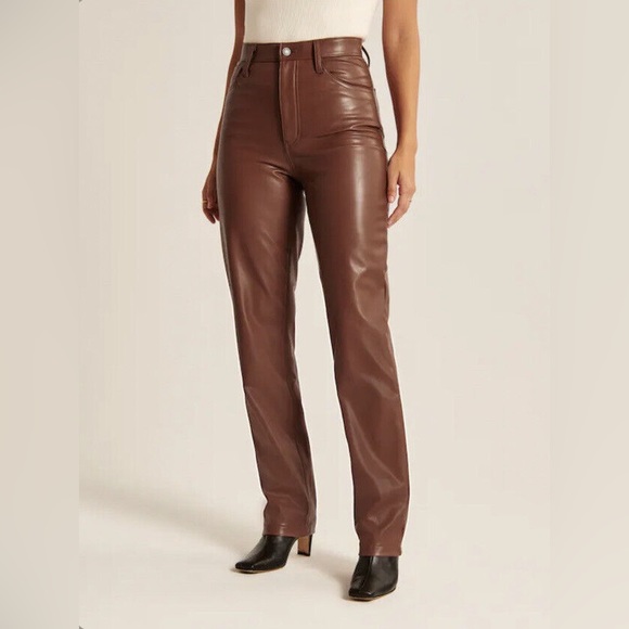 Abercrombie & Fitch Pants - Abercrombie & Fitch The 90s straight ultra high rise faux leather pant